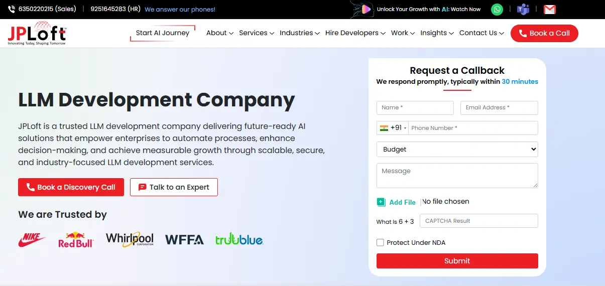 1. JPLoft - LLM Development Company